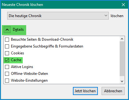 Browser Cache löschen FF 2